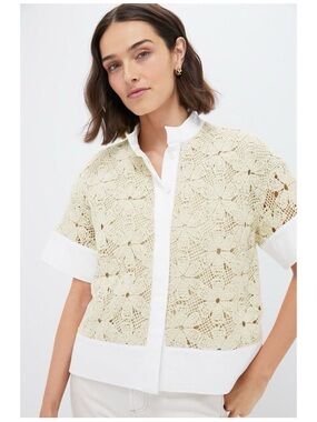 TUCKERNUCK Tan Crochet Sofia Shirt Size Small